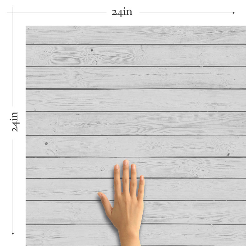 Panneau de papier peint amovible Naor Shiplap, L 102 po x l 24 po, Gris