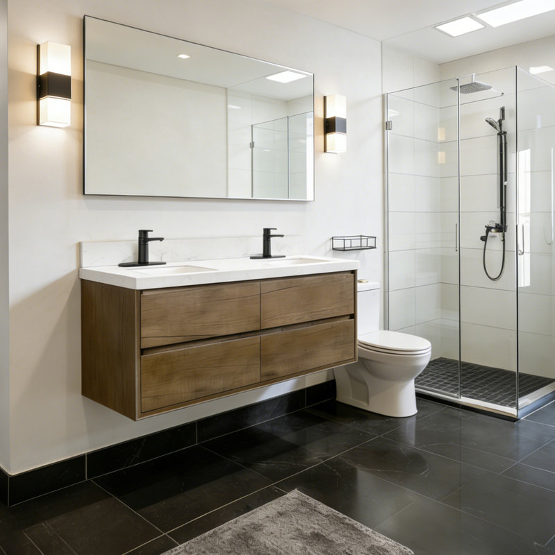 Meuble-lavabo mural moderne 60 po avec lavabo