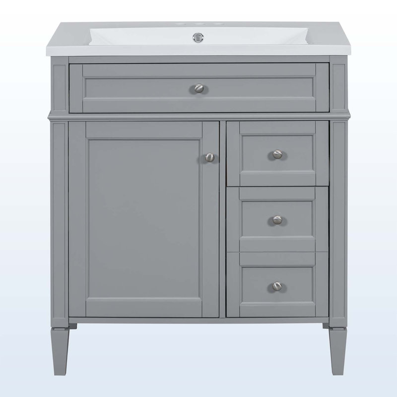 Diajah 30'' Single Bathroom Vanity with Ceramic Top, Gray