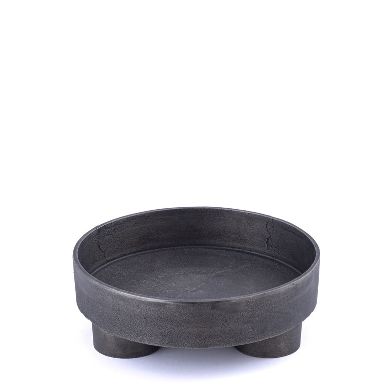 Plateau rond en aluminium gris Lg, L 12 po x P 12 po x H 4 po