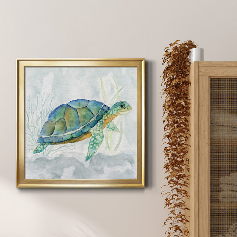 «Riding the Current I», peinture sur toile encadrée, Encadrement doré, H 17,5 po x l 17,5 po x P 1,5 po