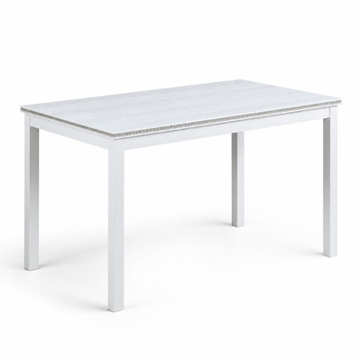 Rectangular Wooden Dining Table, Seats Up to 4 Persons, Sturdy Kitchen Table with Solid Wood Frame, Multi-Purpose Table