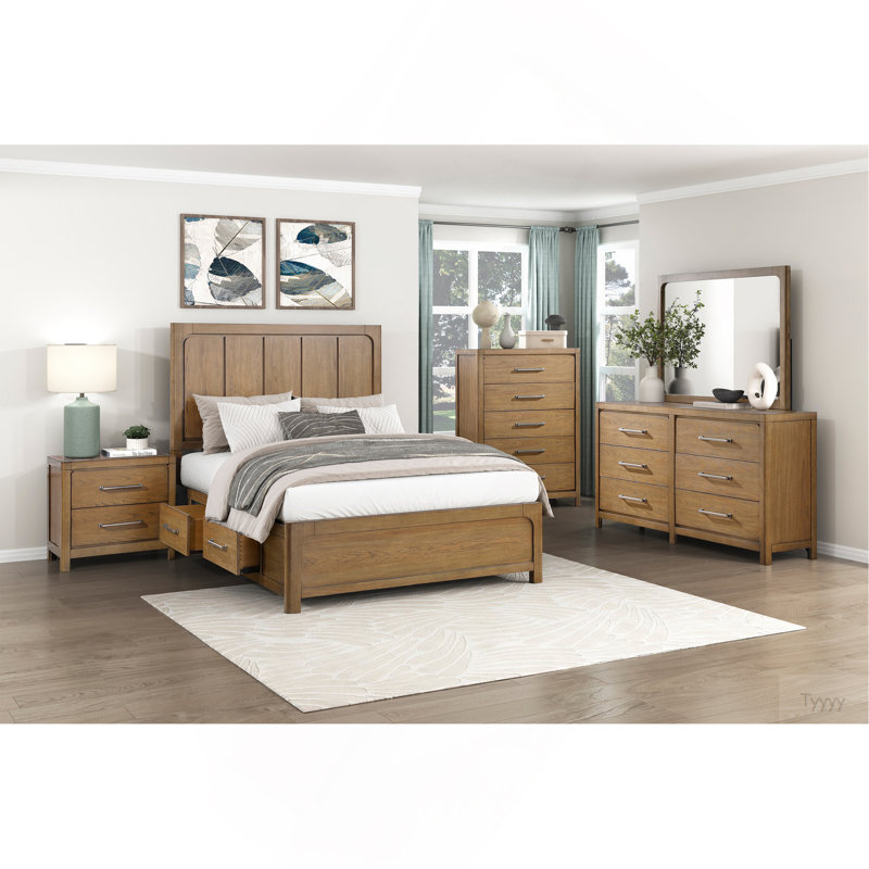 Commode de rangement 5 tiroirs brun clair