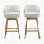 Ensemble de 2 tabourets de comptoir pivotants de 33,25 po, avec tabourets de bar rembourrés à hauteur de comptoir avec structure en bois d'hévéa massif, dossier, repose-pieds, tabourets de bar sans accoudoir pour bar personnel, comptoir de cuisine, naturel et beige-1118307789