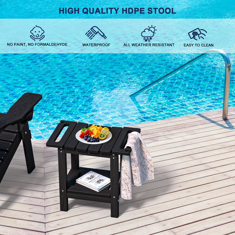 Tabouret de douche en PEHD imperméable - Banc intérieur / extérieur toutes saisons avec tablette de rangement - Siège de rasage polyvalent et table d'appoint
