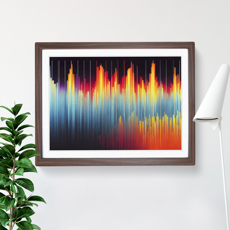 Electronic Audio Sound Bar Vol.6 Abstract - Single Picture Frame Print, Walnut , 25cm H x 34cm W x 2cm D