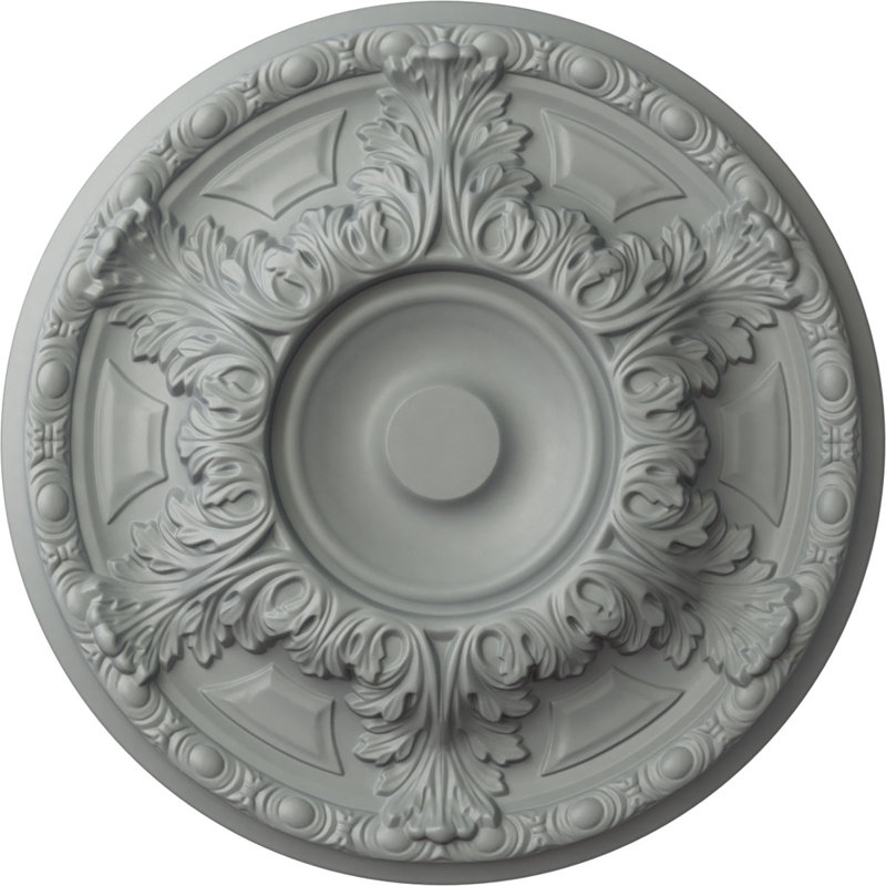 Endurathane Raymond Ceiling Medallion, 18 1/8"OD 3 5/8"ID x 1 1/8"P (Fits Canopies up to 5 1/8"), Hand-Painted Pearl White Finish