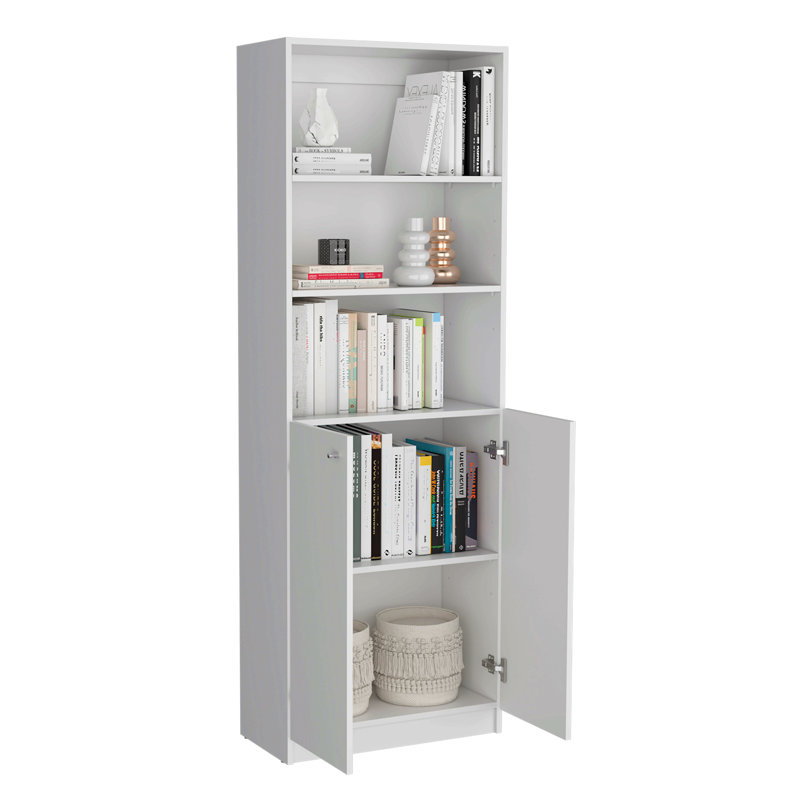 Ensemble de bibliothèque 3 pièces, 67 po de largeur avec 12 tablettes et une armoire à deux portes, ensemble de salon, Blanc