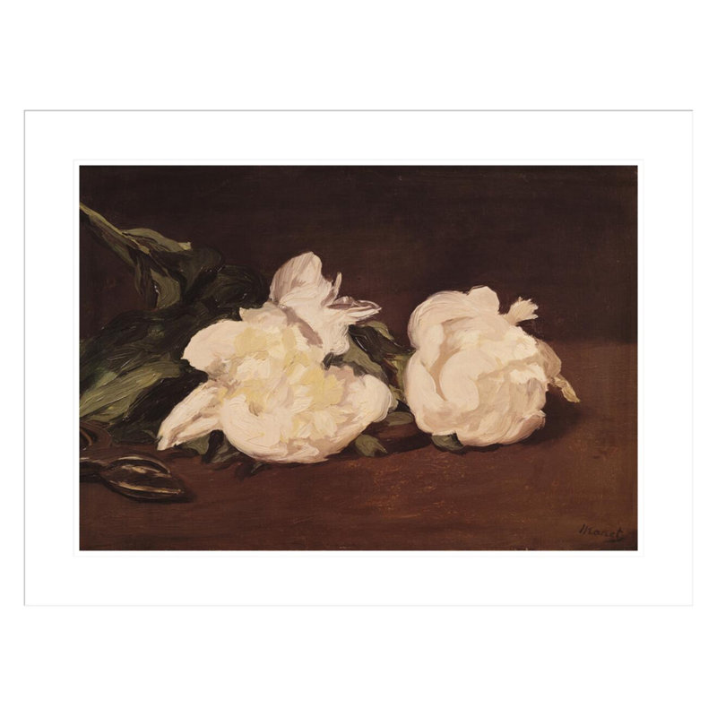 «Branch of White pivoines and sécateurs» par Edward Manet, impression giclée sur cadre, H 22,37 po x l 29,5 po
