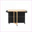 Chariot pour îlot de cuisine avec plateau en bois d'hévéa, tiroirs de rangement et amp; Roulettes verrouillables | Hêtre noir | Noir | Panneau de fibres à densité moyenne
