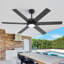 Ventilateur de plafond moderne de 60 po avec lumière et télécommande, DEL 3CCT à intensité variable, moteur CC réversible à 6 vitesses, pales réversibles noires / noyer pour la chambre à coucher du salon