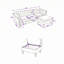 Canapé modulaire en L à 4 places avec repose-pieds, capitonnage capitonné et accoudoirs courbés garnis de rivets-394934044