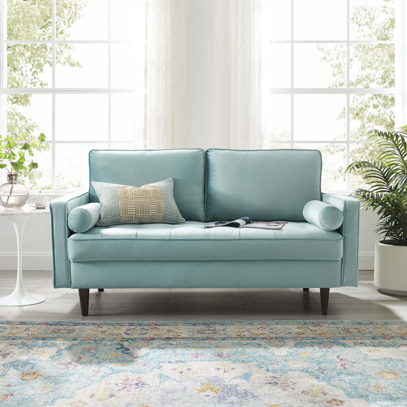 Valour Performance Velvet Loveseat, Mint