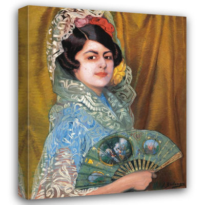 «Lady with a Fan» par Ignacio Zuloaga - Art mural sur toile tendue avec châssis