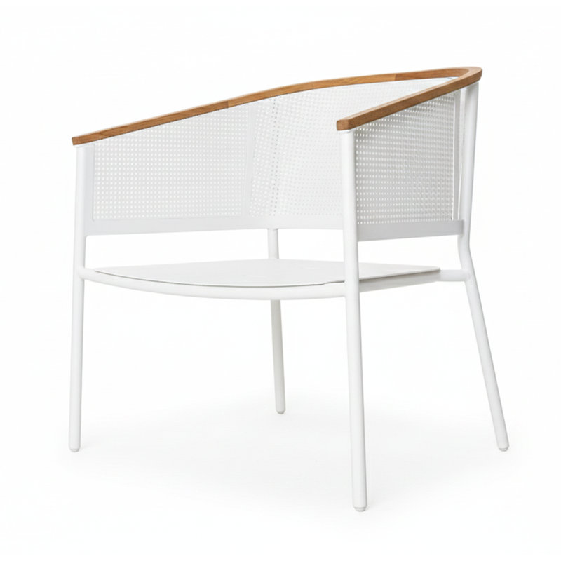 Riad Lounge Patio Teak with Cushions, White, No Cushion