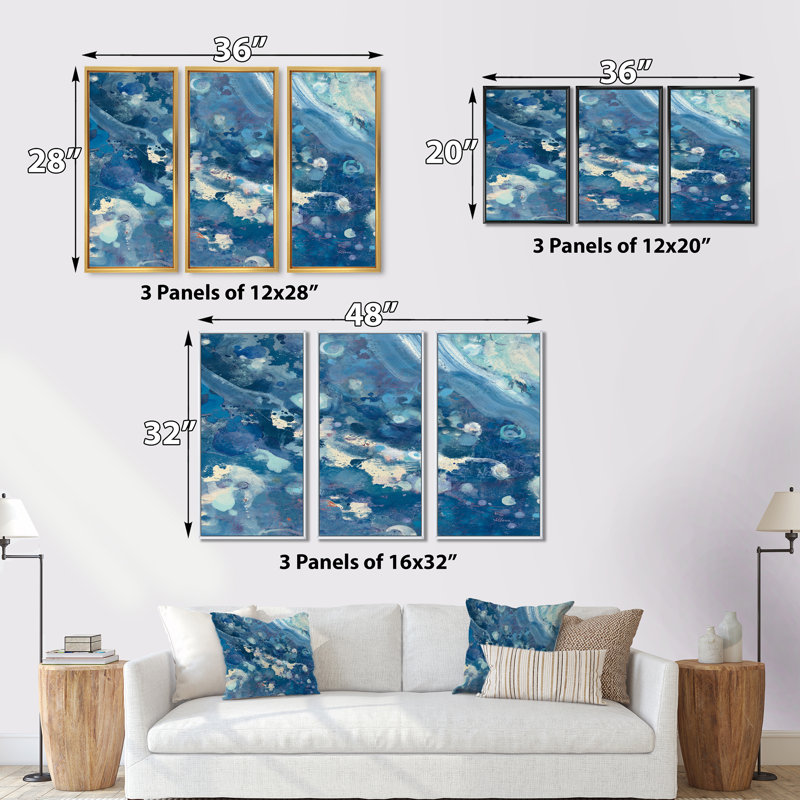 «Water III», ensemble d'art mural sur toile encadré nautique et côtier, 32" H x 48" W x 1" D, Cadre blanc