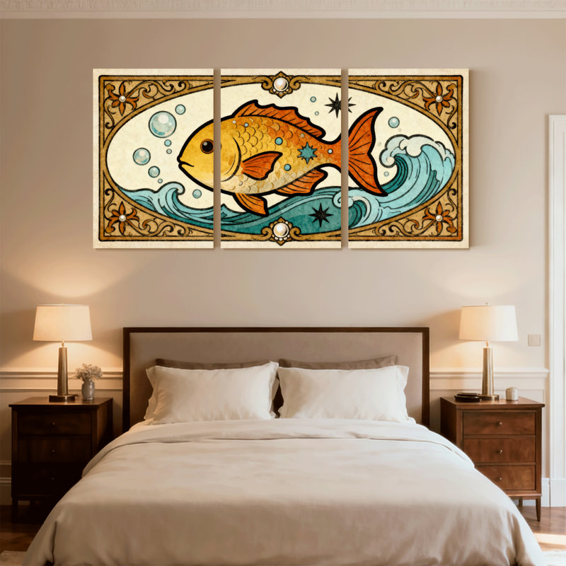 «Fantasy & Sci-Fi Colorful Fish Ocean Waves», ensemble de 3 impressions sur toile, H 18 po x l 36 po