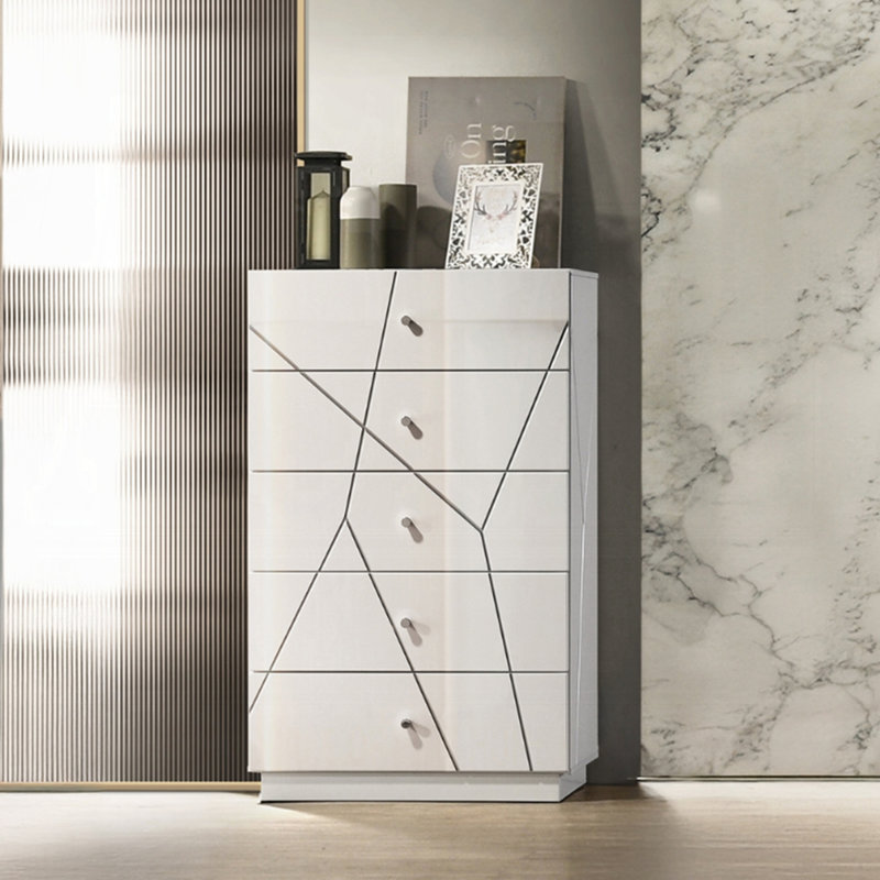 Commode blanche et argentée Esther