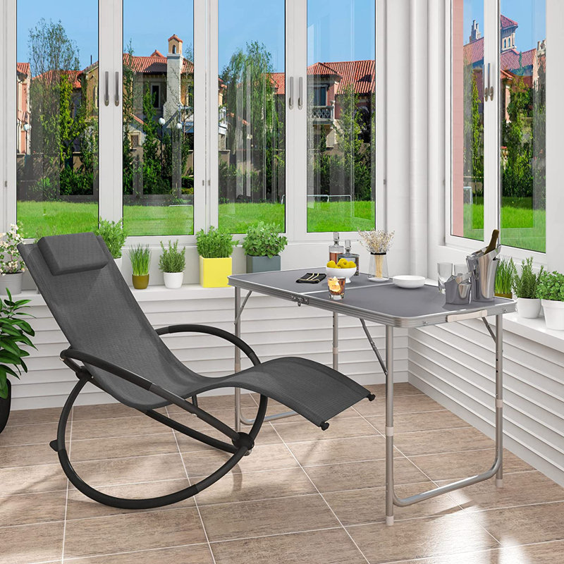 Matamoras Rectangular Wood Folding Outdoor Camping Table , 120cm W 60cm D, Grey