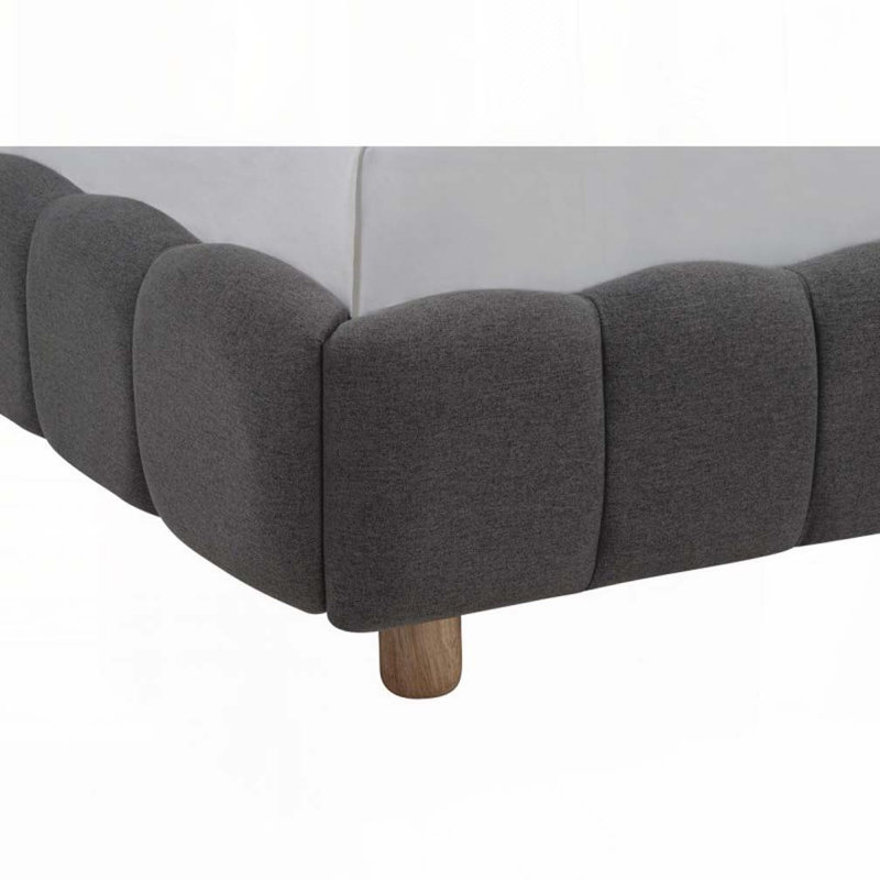 Lit rembourré en tissu à profil bas, Gris