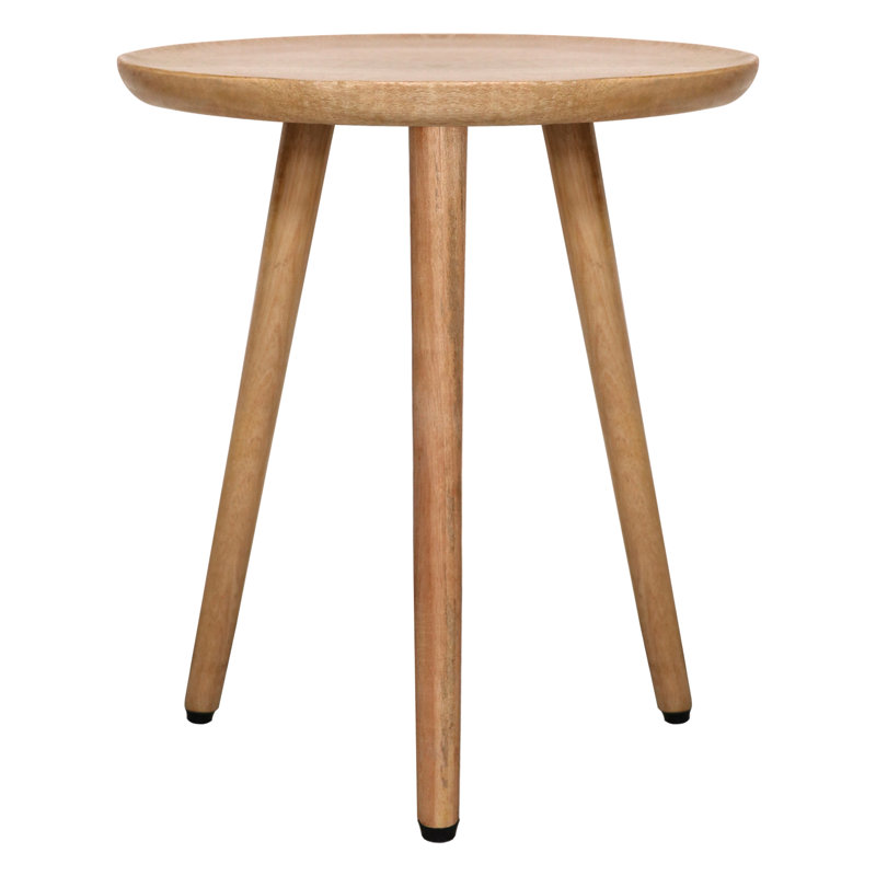 Round Shape Top Table, 3-Legged Natural Finish Side Table - Handcrafted Small End Table - Versatile Nightstand And Coffee Table For Living Room, Bedroom And Office Table