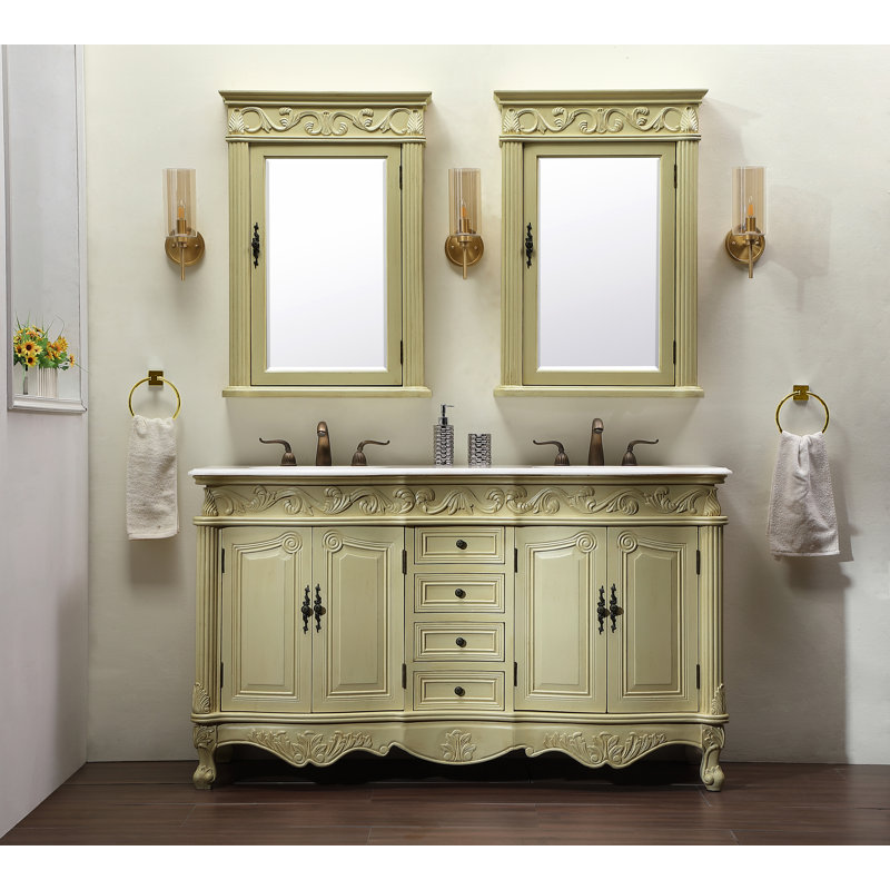 Aurillac Pakrat 60" Double Bathroom Vanity Set, White