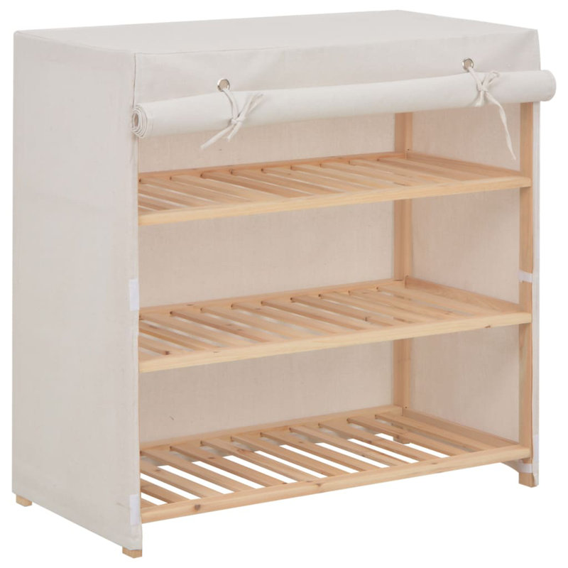 6 Pair Shoe Storage Cabinet, White/Brown