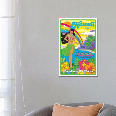 Hawaii Pop Art Travel by Jim Zahniser - Poster on Canvas