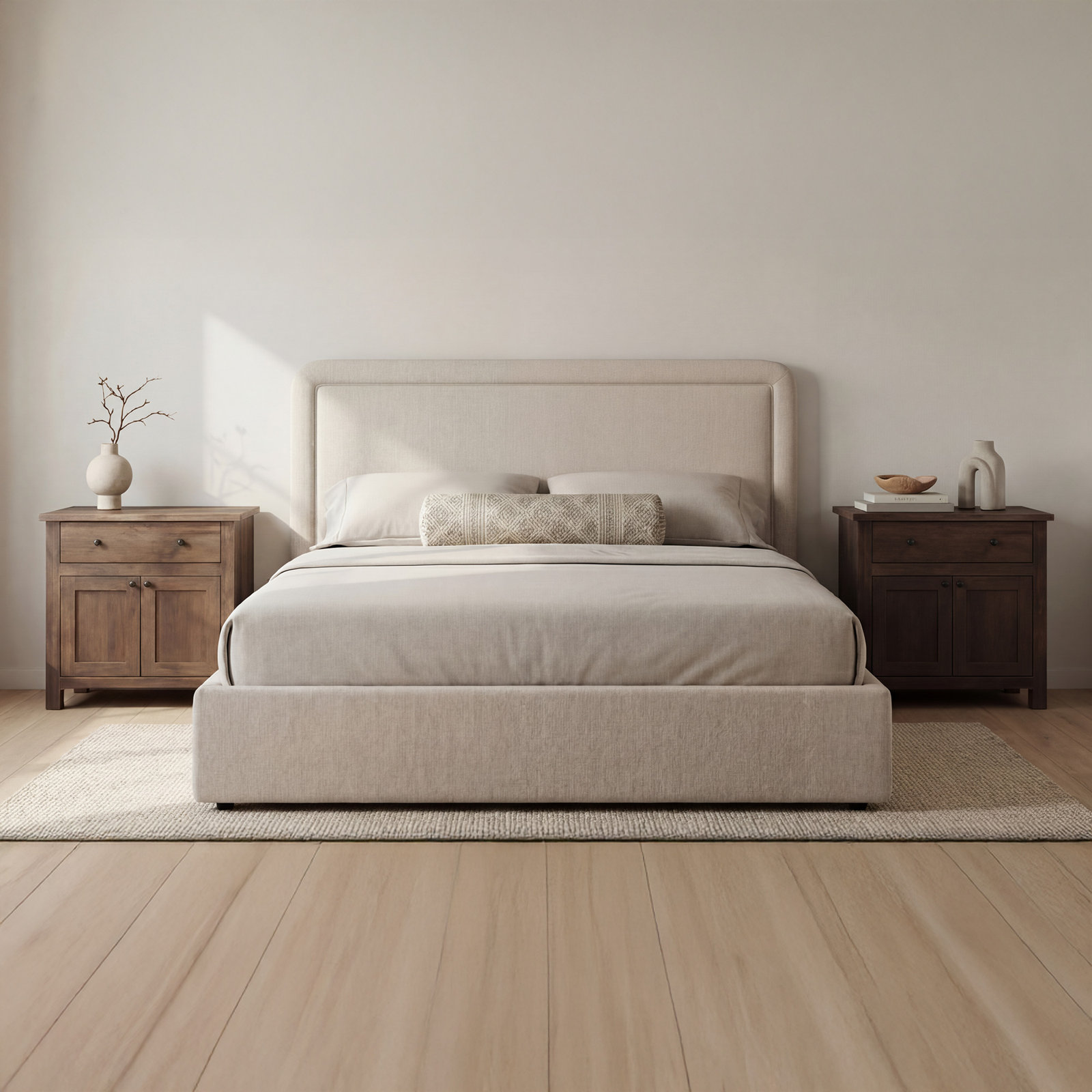 Lift-Up Storage Platform Bed, Beige, King
