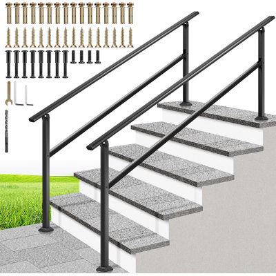 Wrought Iron Black Oval Exterior Hand Railing(2-pack)