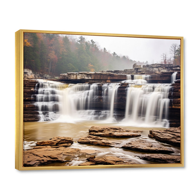 Alabama Water Cascades Beauty I - impression, H 30 po x l 40 po x P 1,5 po, Cadre flottant doré