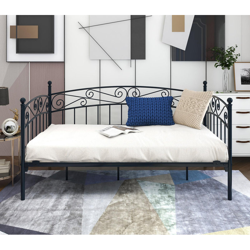 Multi-functional metal day bed frame with headboard, can be used as mattress base/bed sofa