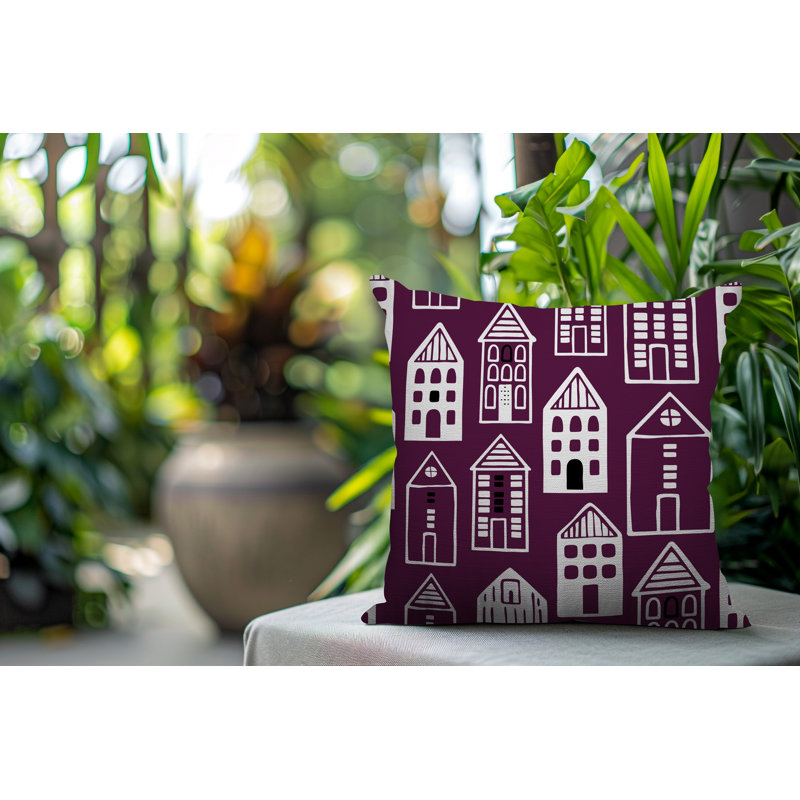 Oreiller carré réversible intérieur / extérieur Kito, Mauve, Carré 17 po
