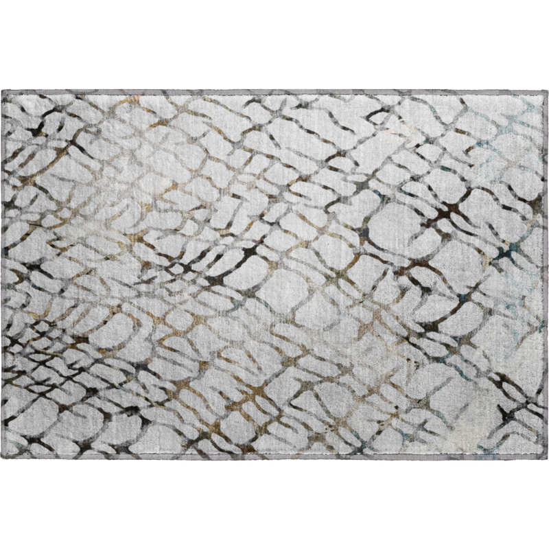 Premium Machine Washable Cerrito AMF609 Silver Rug, Rectangle 1'8" x 2'6"