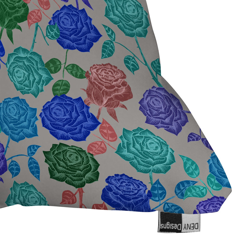 Housse de coussin carré et insert, 20 po x 20 po, Roses bleues