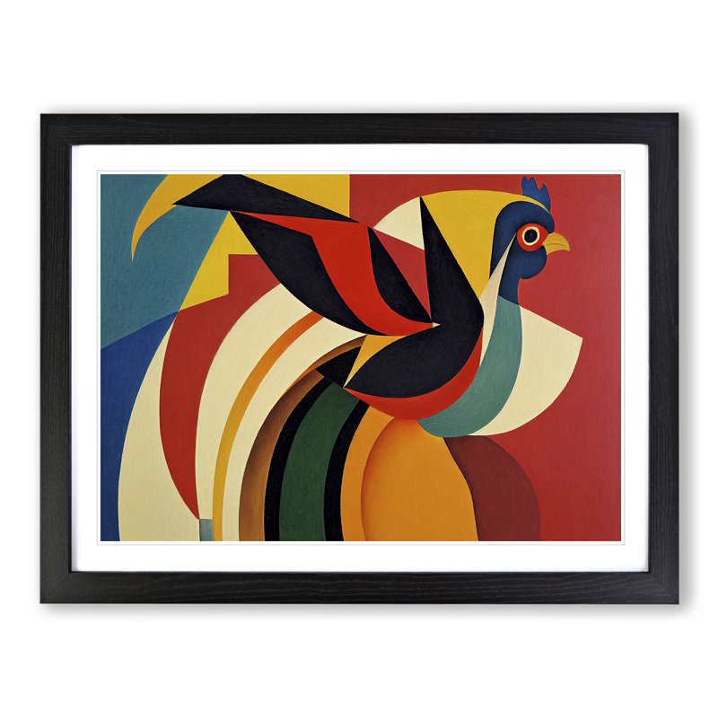 Rooster Abstract Vol.3 - Single Picture Frame Print, Black Framed, 46cm H x 64cm W x 2cm D