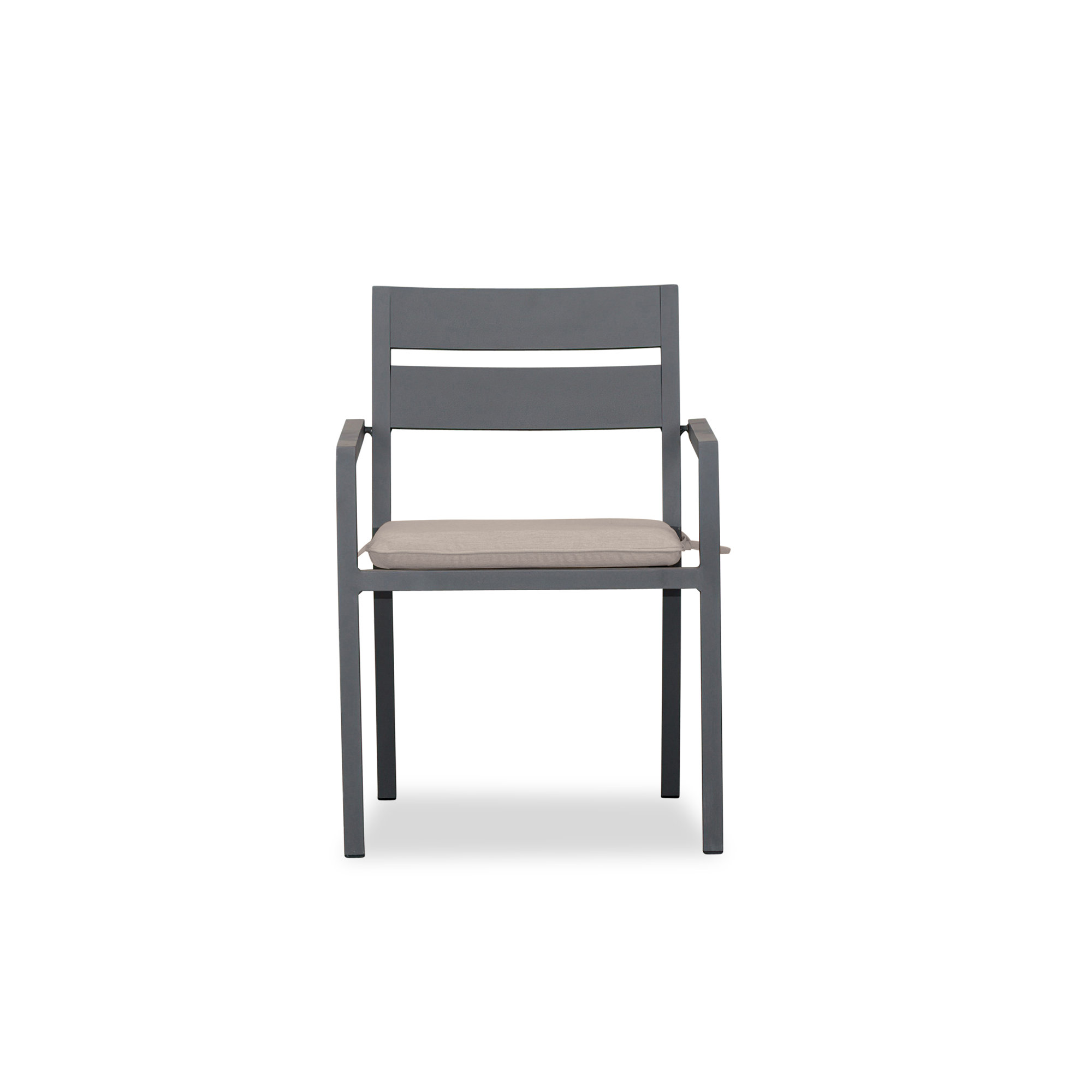 Vivant Aluminum Outdoor Dining Armchair with Cushion, Canvas Flax Sunbrella® Canvas, Slate