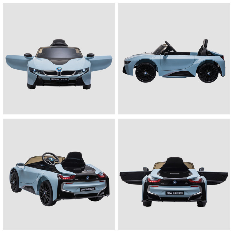 Jouet licencié pour enfant à moteur électrique à piles 6V avec télécommande I8 Coupé pour enfants et roues à suspension MP3 pour 37-96 mois - bleu