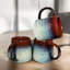 Large Red Reactive Glaze Rayford Ceramic Creme Brûlée Coffee Mug Set of 4