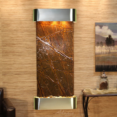 Inspiration Falls Hand Crafted Natural Stone Weather Resistant Wall Base Fountain with Light