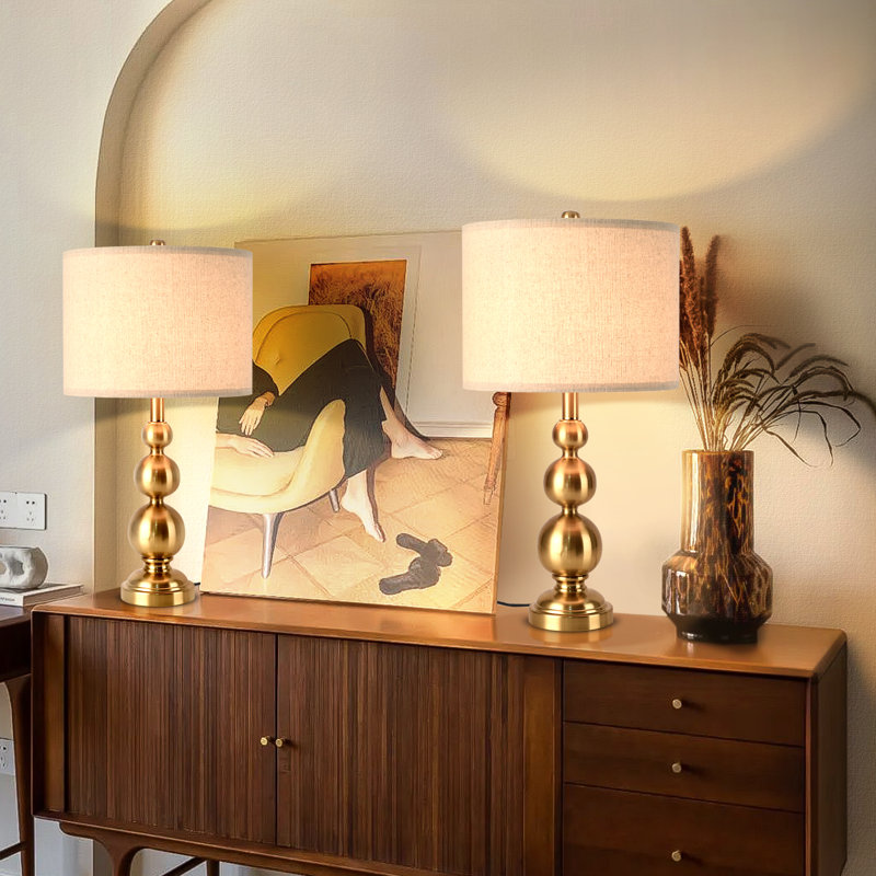 24.4" Table Lamps Set of 2, Gold