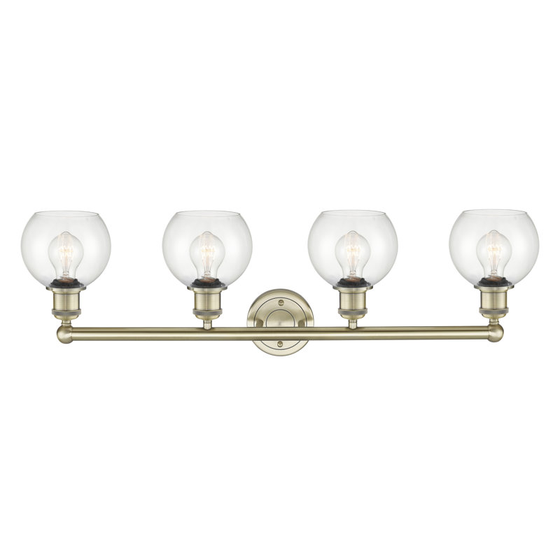 Éclairage pour meuble-lavabo 4 lumières 33 pouces Cambria, Transparent, Laiton antique