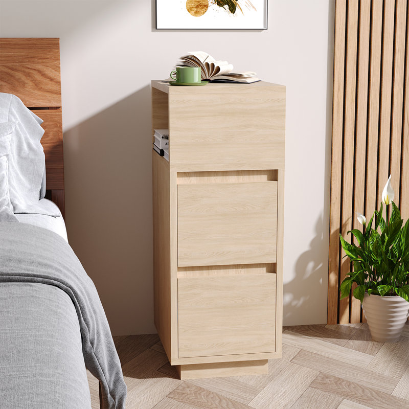 25cm W Bedside Table, Beige