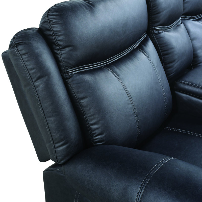 Caenas 79'' Upholstered Manual Glider Reclining Loveseat, Black