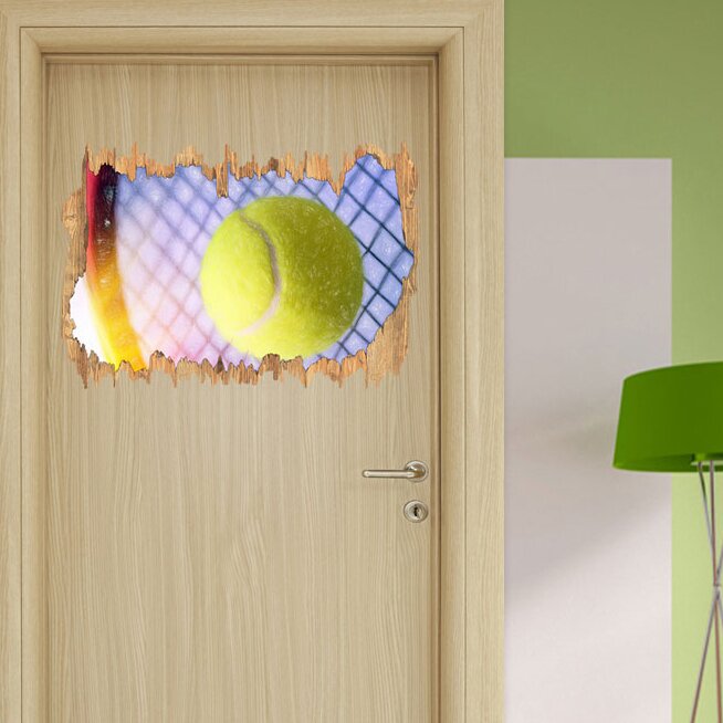 Tennis Racket with Tennis Ball Wall Sticker brown,pink,yellow