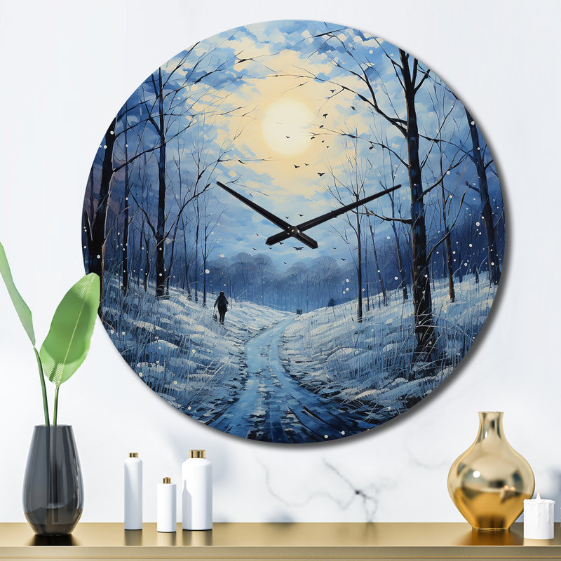 Horloge murale Winter Sky Serenity Pastoral II - Paysages, Grand