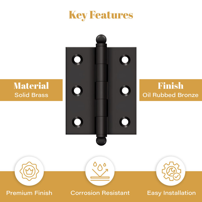 2.5'' x 2'' Butt Bearing Hinge, Oil-Rubber Bronze