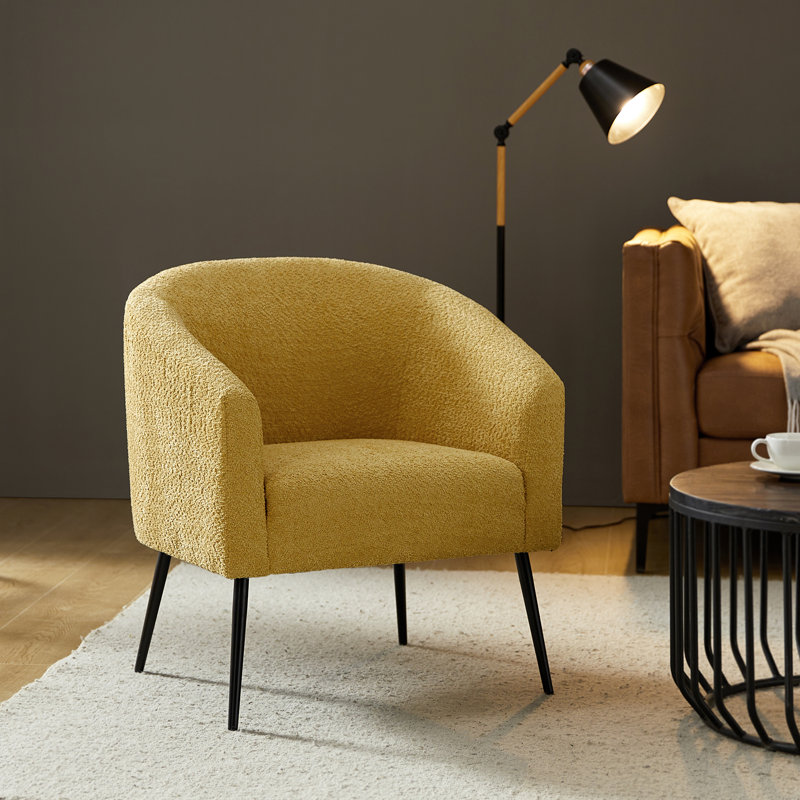 Chaise avec accoudoirs modernes 27,5 po Cadie, Polyester jaune