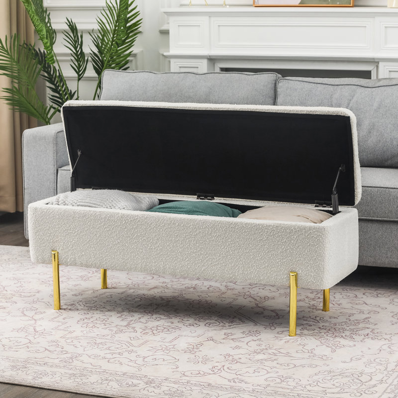 Rectangle Storage Bench, White