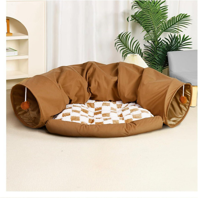 Chat, lit, tubes, jouets, tapis amovibles pour chats, lapins, cochons d'Inde, Brun